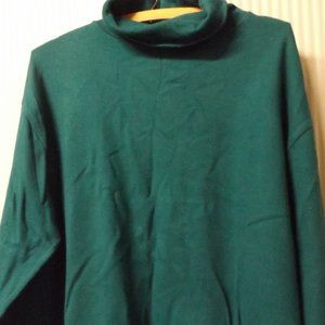 UNISEX, LONG SLEEVE GREEN TUTRTLE NECK, LARGE, 100% COTTON